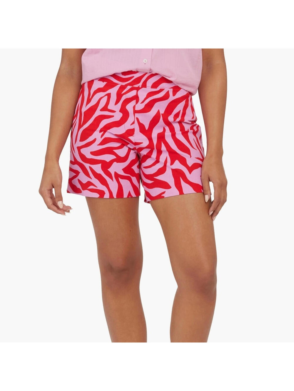 NWT Spanx On The Go 6" Shorts Zebra Print Pink Red Size 14 XL Slimming Stretch